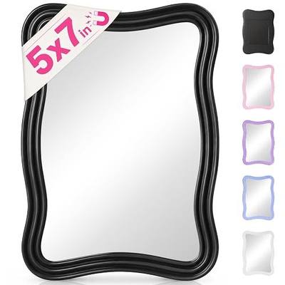 MR.MATE Magnetic Locker Mirror, 5x7 Small Black Mirror for School Lockers | Real Glass Mirror with Strong Magnetic Backing, for Refrigerator Office Cabinet Bathroom Use, Locker Accessories for Girls