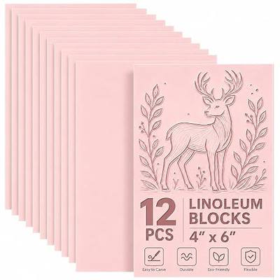12Pcs 4x6 Inch Linoleum Blocks for Printmaking, Stamp Carving & DIY Linocut | Block Printing Supplies, Stamp Making, Relief Printing, Soft Flexible rubber, For cards, fabric, posters & classroom art