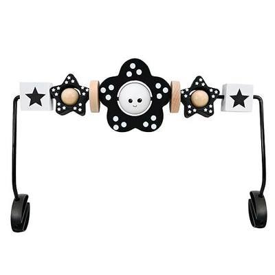 Wooden Baby Bouncer Toy Bar Attachment, Sensory Toy for Newborn to Toddler Boys Girls, Easy Install & Remove, Baby Bjorn Compatible (Black)