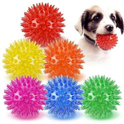 6 Pack Squeaky Spiky Dog Balls, Puppy Chew Toys for Teething, Small | Food-grade TPR Rubber Durable, Interactive Fetch Floating Dog Pool Ball Toy for Chewers for Small Medium