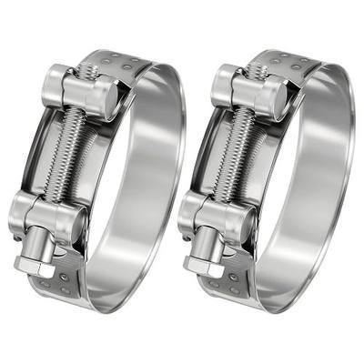 2 Packs 304 Stainless Steel T-Bolt Hose Clamps, Working Range 2.7" to 2.9"(68-73mm) Heavy Duty Turbo Intake Clamps, Metal Fuel Line Clamping for Turbo Tubes, Intercooler, Radiator