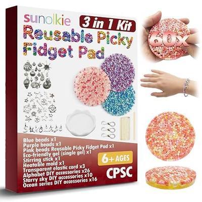 Reusable Picky Fidget Pad Over 60 Times, Fidget Pad Kit, Remeltable Pick Toy, Skin Picking Fidget Toys, Reusable Picking Pad, Dermatillomania Toys for Anxiety, Relief Stress, Gifts for Adults