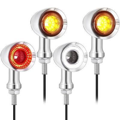 Motorcycle Bullet 48 LEDs Front Rear Turn Signal Light SMD Blinker Indicator Fit for Honda Yamaha Suzuki Kawasaki Harley Sportster (Chrome)