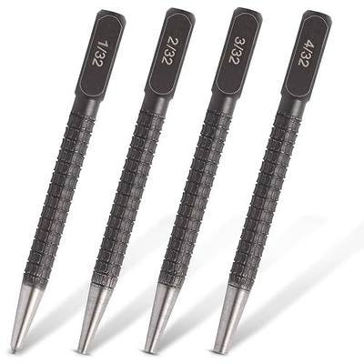 4-Piece Center Punch Set with Sizes 1/32"-4/32" | Hardened steel precision punches & nail set. sizes: 1/32", 2/32", 3/32", 4/32". for metalworking, woodworking, drilling.