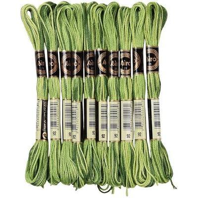 10 Skeins 87.5 Yards 6 Ply Variegated Green Cross Stitch Floss Segment Dyed Embroidery Thread Gradient Friendship Bracelet String Yarn Bulk for Sewing Making Jewelry Needlecraft Knitting Diy