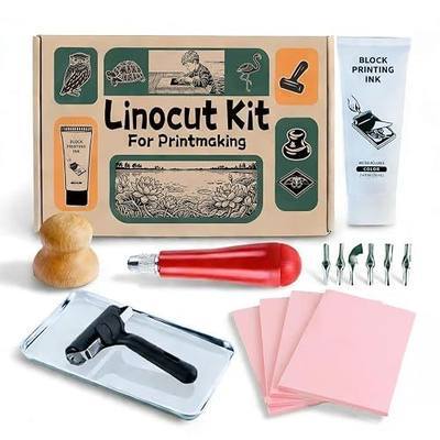 Linocut Kit for Printmaking,Linoleum Blocks for Printmaking Supplies,Block Printing Stamp Making Kit,Linoleum Blocks Carving Tools,Arts and Crafts Gift for Adults,Women,Men,Boys,Girls