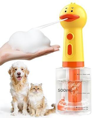 Electric Dog Shampoo Dispenser with Auto Mixing, 500ml Dog Shampoo Foamer & Soap Sprayer, Rechargeable Pet Shampoo Dispenser for Dogs & Cats, Waterproof Dog Bath Foam Machine