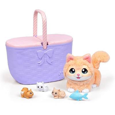 Little Live Pets Mama Surprise Kittens, Interactive Mama, Surprise Toys | Portable basket, fish accessory, 3 baby kittens, and 15+ sounds and reactions for ages 4+ toy cat play