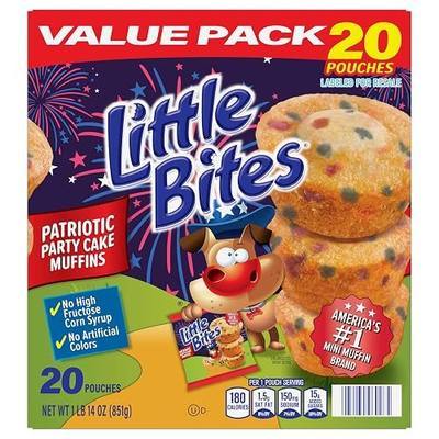 (Value Pack) Little Bites Party Cake Muffins, 20 individual packs, (1.5 oz each), Cake and Sprinkles Mini Muffins, 30 oz Multipack