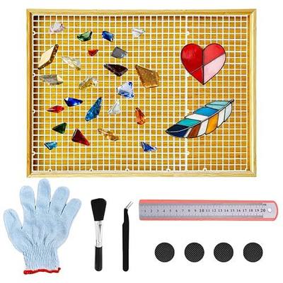 17" x 12"Stained Glass Cutting Mat, Double-Layer Non-Slip Glass Cutting Mat for Mosaic & Craft Work Surface