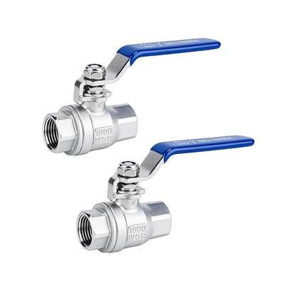 1/2 inch Ball Valve 2 Pack Full Port Female NPT Thread Shut Off Valve | Two-piece 304 Stainless Steel Valve with Quarter-turn Lever for Water, Air, Oil, Plumbing and Equipment Lines