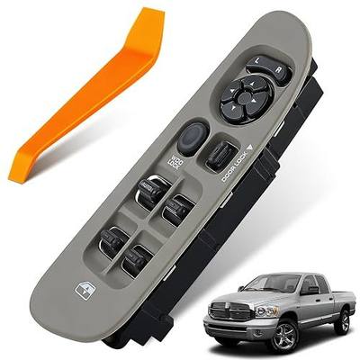 Power Window Switch Fit for 2002-2009 Dodge Ram 1500 2500 3500 Truck Quad/Mega Cab with Beige Brown Panel, 2001-2004 Dodge Durango Dakota Front Left Driver Side, Replaces 56049805AB