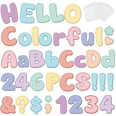 246 Pcs Bulletin Board Letters for Classroom Decorations Pastel 4 Inch | Cut Out Letters for Bulletin Board Decor, Poster Board Letter Alphabet Numbers Punctuation for Classroom Decorations