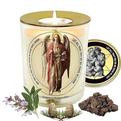 St. Archangel Michael Frankincense Sage Scented Candle 50H | Pray for Protection from Terror, Evil Banishing, Spiritual Warrior, Defender, religious ceremony, handcraft, for home altar