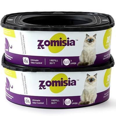 ZOMISIA Cat Litter Refill Bags, Jumbo 2 Pack Genie Refill Cartridge 60FT Total Up to 36 Weeks (Almost 8 Months) Per Cat, Ultimate Odor Control