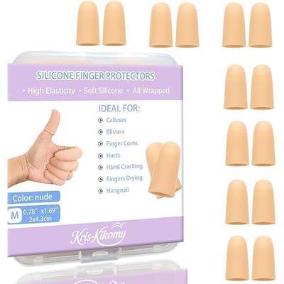 14pcs Gel Finger Protectors Finger Cots Silicone Fingertips Protection - Thumb Protection, Ideal for Trigger, Arthritis, Cracking, Blisters, Callus, Hangnail & Pain Relief (Nude) | Finger Protectors Ideal for Trigger, Arthritis, Cracking, Blisters, Callus, Hangnail & Pain Relief