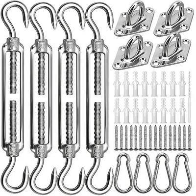 Sun Shade Sail Hardware Kit 6 Inch Heavy Duty 304 Stainless Steel Accessories for Triangle Rectangle Sun Shade Sails Outdoor Patio Lawn Garden Installation, M6 Awning Attachment Set (45 Pcs)