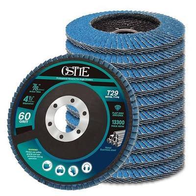 10 Pack Flap Discs 4-1/2" for Angle Grinder 60 Grit | T29 Zirconia for Fast Stock Removal, Metal/Stainless Steel/Weld Grinding, Smooth Finish & Long Life