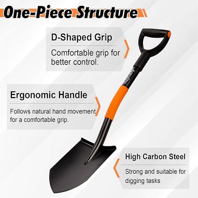 Shovel for Digging, Heavy Duty Garden Shovel with Ergonomic D-Handle, Small Shovel for Planting, 32 Inches