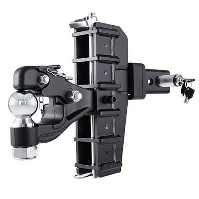 Adjustable Pintle Hitch Combination, 2" Receiver, 2-5/16" Ball | 20000 lbs GTW, Fits 2.5"/3" Lunette Ring & 2-5/16" Trailer Coupler, 6-5/8" Drop, 6-7/16" Rise, Heavy Duty Trailer Hitch