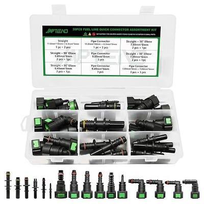 30pcs 16 Sizes Fuel Line Quick Connect Kit, Fuel Line Repair | Nylon Fuel Line Connectors Straight Elbow Pipe Connector Fittings SAE 6.3mm to 11.8mm, Quick Release Fuel Connector