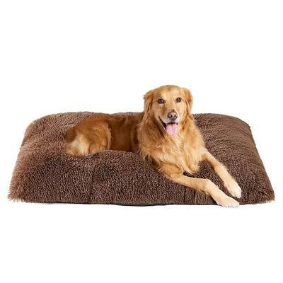EHEYCIGA Fluffy Dog Crate Bed for Extra Large Dogs, Plush Faux Fur Crate Pad, Calming Anti Anxiety XL Dog Bed, Washable Soft Warm Mat with Non-Slip Bottom, Coffee