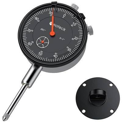 Neoteck 1"/0.001" Dial Indicator,Dial Indicator Gauge Full Metal Construction High Precision Tool for Lathe,Table Saw,Workshop and CNC Machining and Automotive Brake Caliper-Black