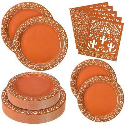 180Pcs Cielito Lindo Party Decoration,Platos De Barro Mexicanos Fiesta Paper Plates and Napkins Set for Mexican Theme Party Supplies,Servrs 60 Guests