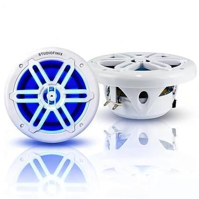 STUDIOFINIX 5.25 Inch 500W Marine Speakers with LED Lights -2 Way Weather Resistant Boat Speakers Perfect for Boats, ATVs, UTVs (Pair,White)
