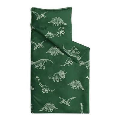 Wake In Cloud - Toddler Nap Mat with Pillow and Blanket, for Kids Boys Ages 3 Plus in Kindergarten Daycare Preschool, Roll Up Sleeping Bag, Jurassic Dinosaur Dino