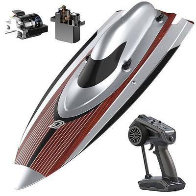 DEERC 17" Brushless RC Boat for Adults, 45+ KPH, Metal Rudder | 3S 2800mAh Li-po Battery, Self-Righting, High-Speed Racing Boat, Remote Control Boat for Lakes, Pools & Saltwater, TX766