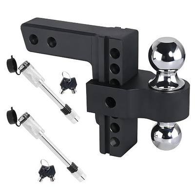 Aluminum Adjustable Trailer Hitch for 2-Inch Receiver 6 Inch Drop/Rise Hitch Ball Mount with 2" and 2-5/16" Ball Hitches Heavy Duty Black 12,500 LBS GTW Towing Hitch