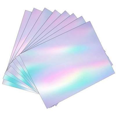 25 Sheets Holographic Sticker Paper 8.5x11 inch for Inkjet & Laser Printer, Printable Vinyl Holographic Sticker Paper Waterproof Self-Adhesive (Rainbow)