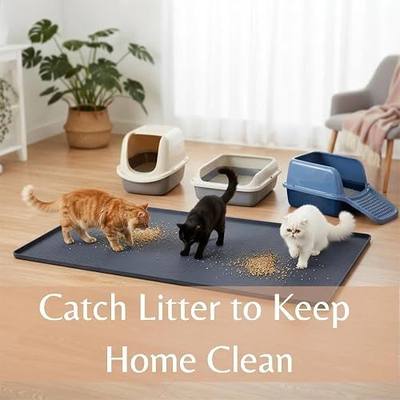 Cat Litter Mat, Extra Large 51"x25.6" Silicone Litter Box Mat, High Edge | Kitty Litter Mat for Auto Litter Box Areas, Waterproof Non-Slip Litter Mat, Easy Clean, Raised Lip Contains Multi-Cat Mess