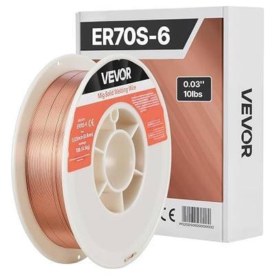 VEVOR Solid MIG Welding Wire, ER70S-6 0.03-inch 10 LBS, Low Spatter Mild Steel Welding Wire with High Deoxidizers for All-Position Gas Shielded Welding