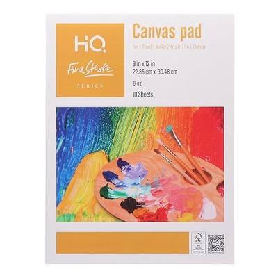 HQ Finestroke Canvas Pad, 9 x 12 Inches, 100% Cotton 8 oz Canvas Sheets, 10 Sheets, Acrylic and Oil Painting Pad