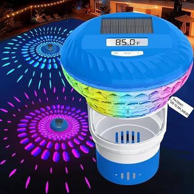 Upgraded Pool Chlorine Floater with Thermometer, Chlorine Floater | Chlorine Dispenser with Digital Screen,Solar Pool Chlorine Floater with Light,Button Control Floating Chlorine Dispenser