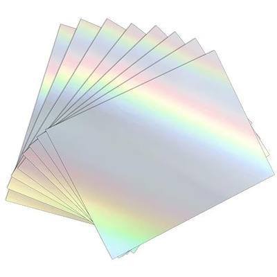 25 Sheets Holographic Sticker Paper 8.5x11 inch for Inkjet & Laser Printer, Printable Vinyl Holographic Sticker Paper Waterproof Self-Adhesive (Silver)