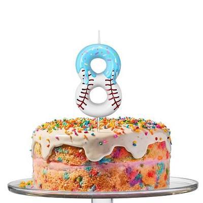 Conelist Ice Cream Drip Baseball Birthday Candle Number 8, Baseball Ice Cream Drip Birthday Cake Topper Candle Number 8 for Cake Sport Teams Theme Anniversary Celebration Party Decoration Favor Supply