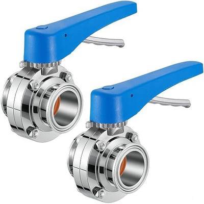 1.5 Inch Butterfly Valve Sanitary Stainless Steel 304 with Pull Handle Tri Clamp Butterfly Valve(Pack of 2 【1.5 inch】)
