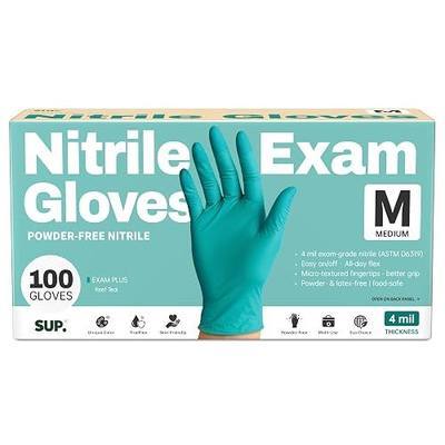SUP Powder-Free Nitrile Exam Gloves, 100 Count Food Safe Latex-Free Disposable Gloves for Medical Lab Cooking Cleaning, Teal
