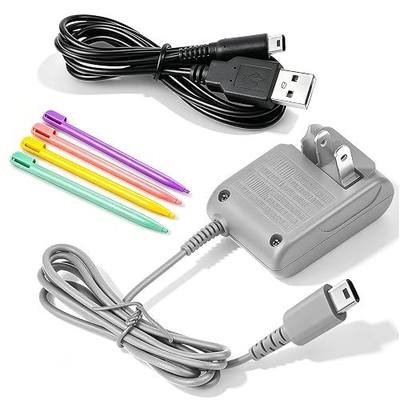 DS Lite Charger, DS Lite AC Power Adapter Kit for Nintendo DS Lite,100-240V Portable Travel Wall Charger with Foldable Plug Charging Cable & 4 Stylus Pens
