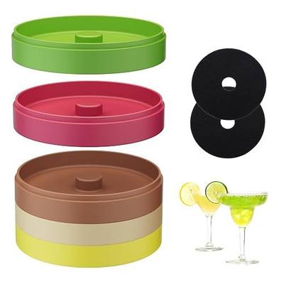 Margarita Salt Rimmer Set, 5-Tier Rimmer Holds Lime Juice Salt Sugar, Easy-Clean Durable Bar Accessories with 2 Sponges, Bar Tool for Cocktail Margarita Glasses & Drink Decorations