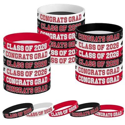 Gatherfun Graduation Decorations : Congrats Grad Wristband Silicone Bracelets - Graduation Party Favors & Class of 2026 Decorations, Gifts for Grads!,30Pack, 2 Designs
