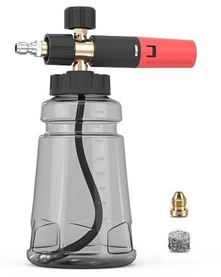 Foam Cannon for Pressure Washer with 1/4" Quick Connector, Wide Mouth Foam Cannon, Adjustable Soap Cannon for Car Wash, Additional 1.1mm Orifice Nozzle (Grey)