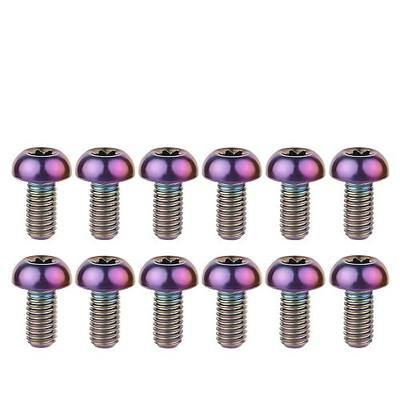 Set of 12 Titanium Bolts, M5x10mm MTB Bike Bicycle Disc Brake Cycle Rotor Screws (Colorful)