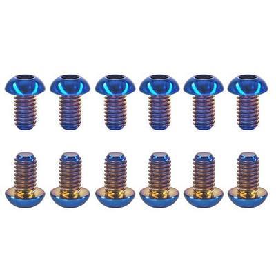Set of 12 Titanium Bolts, M5x10mm MTB Bike Bicycle Disc Brake Cycle Rotor Screws (Blue)