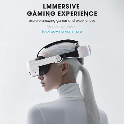VR Head Set Strap with 10000mAh Battery for Meta Quest 3/3S - Patented One-Click Release, Adjustable Detachable Design Compatible with Quest 2 3/3S, Balanced and Comfortable VR Gaming