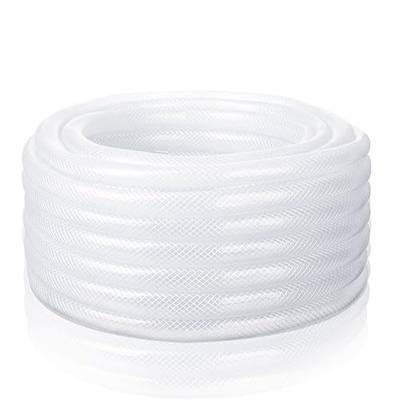 3/8" ID x 19/32" Od x 50 ft Braided PVC Tubing Reinforced Clear Vinyl Hose, Heavy Duty Flexible High Pressure PVC Braided Hose for Water Home Garden Aquarium Washing