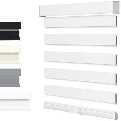 MYshade Cordless Zebra Blinds for Windows with Free-Stop(White,34" W x 72" H) Dual Layer Shades for Day & Night Privacy and Light Filtering, Perfect for Home & Bedroom, Easy to Install